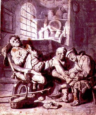 Den forstuvede fod (pen og blæk, akvarel på papir) af Rembrandt Harmensz. van Rijn