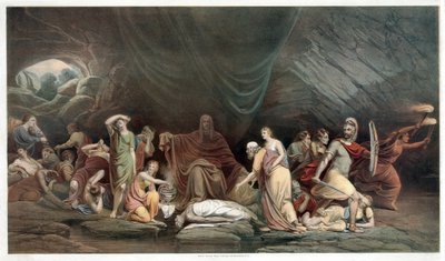 Dødsretten, pub. 1859 (farve litho) af Rembrandt Peale
