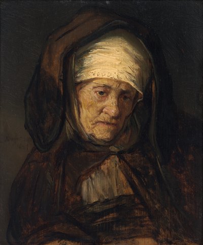 Leder af en ældre kvinde af Rembrandt Workshop