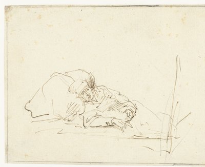 Saskia syg i seng af Rembrandt van Rijn (copy after)