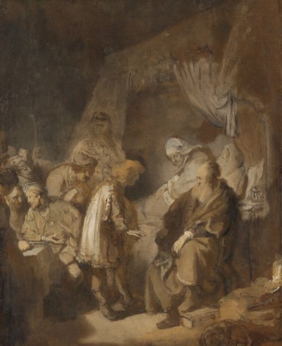 Joseph fortæller sine drømme af Rembrandt van Rijn (signed by artist)