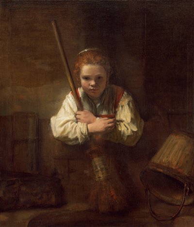 En pige med en kost, 1651 af Rembrandt van Rijn