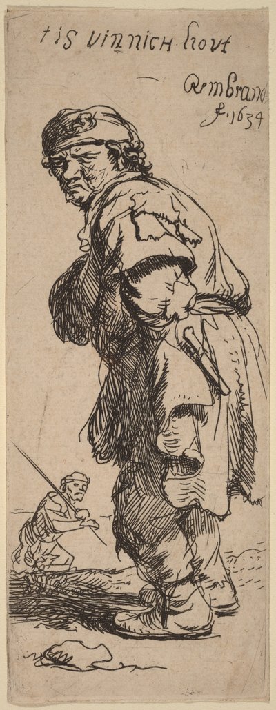 En bonde råber: »tis vinnich kout« (Det er bidende koldt) af Rembrandt van Rijn