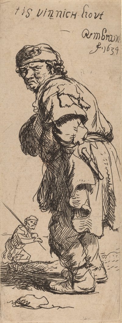En bonde råber: tis vinnich kout Det er bidende koldt, 1634. af Rembrandt van Rijn