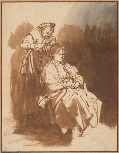 En ung kvinde med flettet hår, ca 1637 af Rembrandt van Rijn