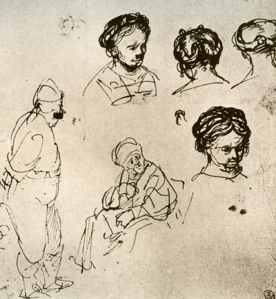 En side med skitser, 1913. af Rembrandt van Rijn