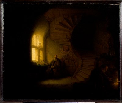 En filosof i meditation Maleri af Harmenszoon van Rijn dit Rembrandt (1606-1669) 1632 Søn. 0,28x0,34 m Paris, Louvre-museet af Rembrandt van Rijn
