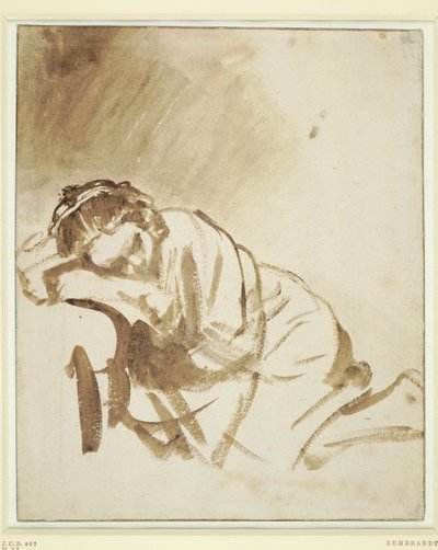 En ung kvinde sovende Hendrickje Stoffels, ca 1654 af Rembrandt van Rijn