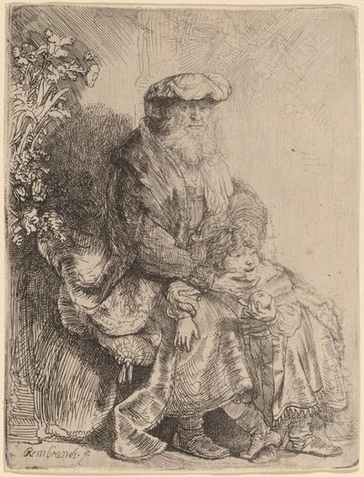 Abraham kærtegner Isak af Rembrandt van Rijn