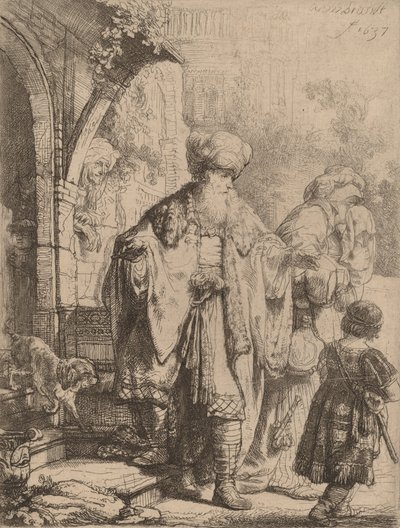 Abraham kaster Hagar og Ismael ud, 1637. af Rembrandt van Rijn