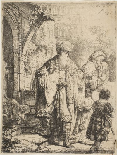 Abraham kaster Hagar og Ismael ud, 1637. af Rembrandt van Rijn