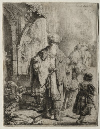 Abraham uddriver Hagar og Ismael, 1637. af Rembrandt van Rijn