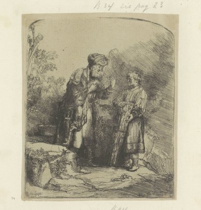 Abraham i Izak Samling af 85 originale tryk (serietitel) af Rembrandt van Rijn