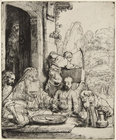Abraham byder englene velkommen af Rembrandt van Rijn