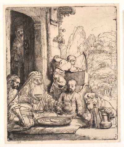Abraham underholdt englene af Rembrandt van Rijn