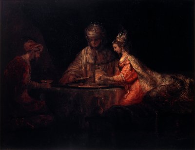 Ahasverus, Haman og Esther, 1660. af Rembrandt van Rijn