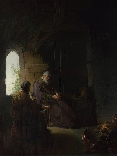 Anna og den blinde Tobit. Omkring 1630 af Rembrandt van Rijn