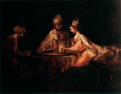 Assuerus, Haman og Esther, 1660 af Rembrandt van Rijn