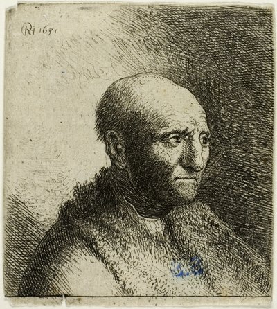 Skaldet mand i en pelskappe: Buste af Rembrandt van Rijn
