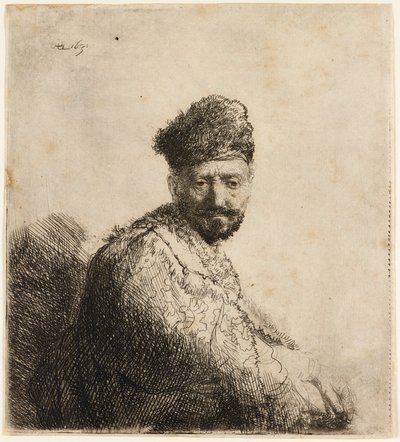 Skægget mand i pelset orientalsk kasket: kunstnerens far, 1631. af Rembrandt van Rijn