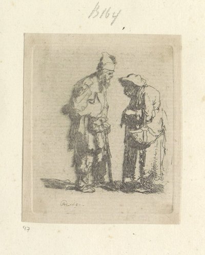 Bedelaar en bedelares in gesprek Samling af 85 originale tryk (serietitel) af Rembrandt van Rijn