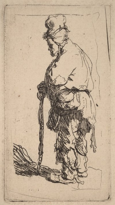 Tigger, der støtter sig til en stok, vendt mod venstre af Rembrandt van Rijn