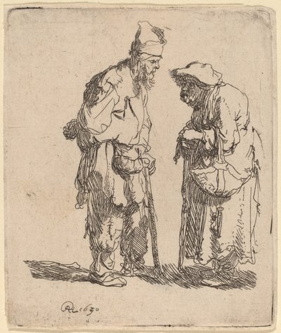Tiggermand og tiggerkvinde i samtale af Rembrandt van Rijn