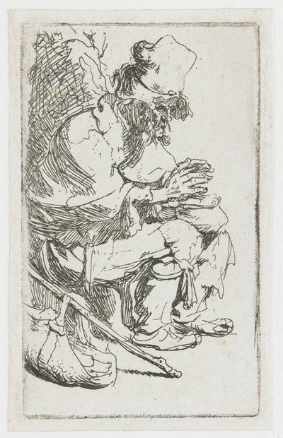 En tigger, der varmer sine hænder af Rembrandt van Rijn