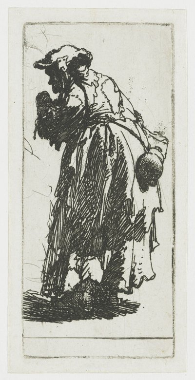 Tiggerkvinde med en kalabas af Rembrandt van Rijn