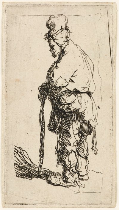 Tigger lænet på en pind, ca. 1630. af Rembrandt van Rijn