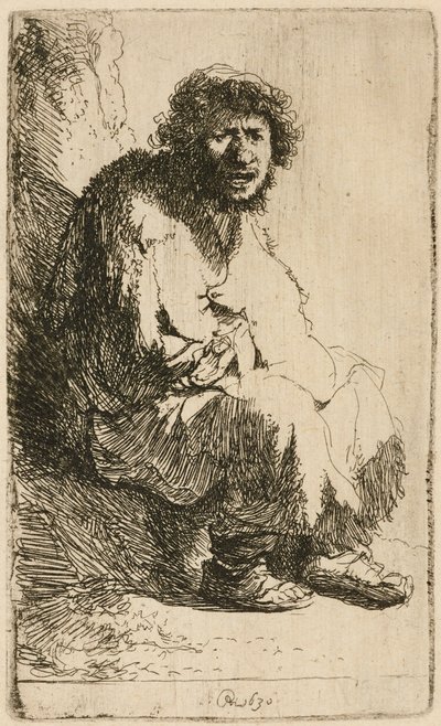 Tigger siddende på en bank, 1630. af Rembrandt van Rijn