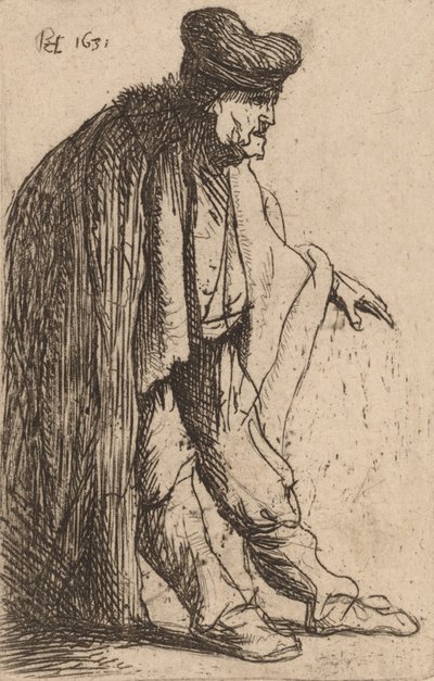 Tigger med sin venstre hånd udstrakt, 1631. af Rembrandt van Rijn