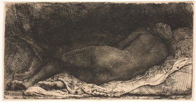 Sort afrikansk pige liggende af Rembrandt van Rijn