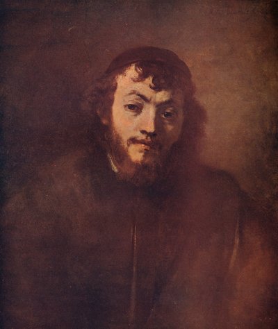 Buste af en skægget ung mand med kalot, 1663 af Rembrandt van Rijn