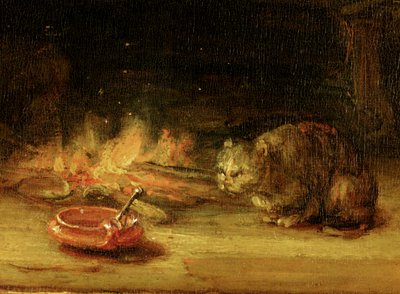 Kat, detalje af hellig familie med et gardin, 1646 (se 244315) af Rembrandt van Rijn