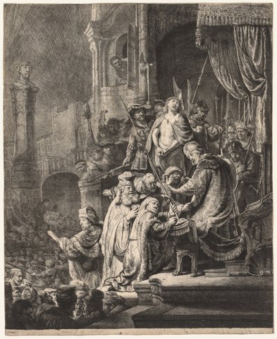 Kristus før Pilatus: Stor plade, 1636. af Rembrandt van Rijn