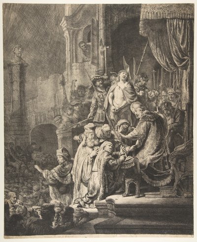 Kristus før Pilatus: den store tallerken, 1636. af Rembrandt van Rijn