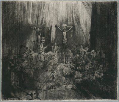 Kristus korsfæstet mellem de to tyve: "De tre kors" af Rembrandt van Rijn