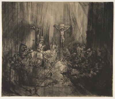 Kristus korsfæstet mellem de to tyve: De tre kors, ca. 1660. af Rembrandt van Rijn