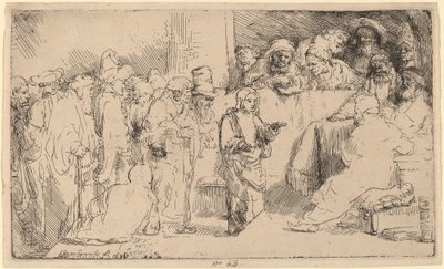 Kristus disputerer med lægerne: en skitse af Rembrandt van Rijn