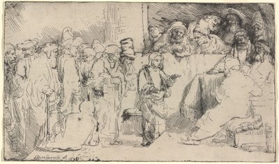 Kristus disputerer med lægerne: en skitse af Rembrandt van Rijn
