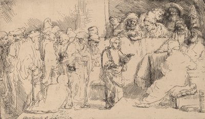 Kristus disputerer med lægerne: en skitse, 1652. af Rembrandt van Rijn