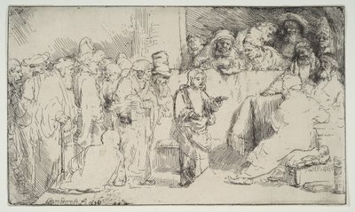 Christ Disputing with the Doctors, en skitse, 1652. af Rembrandt van Rijn