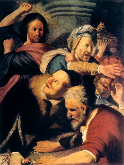 Kristus driver pengevekslerne fra templet, 1626 af Rembrandt van Rijn