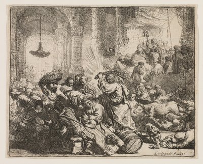 Kristus, der driver pengevekslerne fra templet af Rembrandt van Rijn