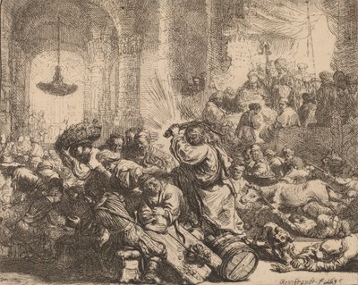 Kristus driver pengevekslerne fra templet, 1635. af Rembrandt van Rijn