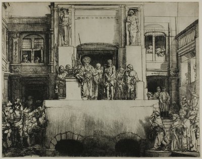 Kristus præsenteret for folket: Aflang plade af Rembrandt van Rijn