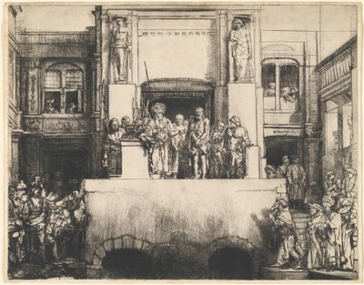 Kristus præsenteres for folket: Aflangt fad af Rembrandt van Rijn