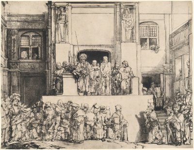 Kristus præsenteres for folket: Aflangt fad af Rembrandt van Rijn