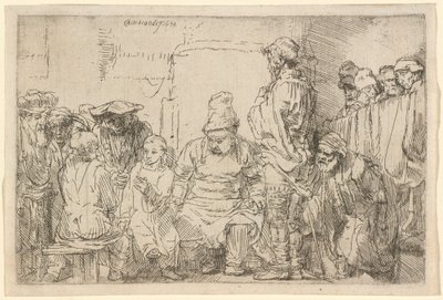 Kristus sidder og diskuterer med lægerne af Rembrandt van Rijn